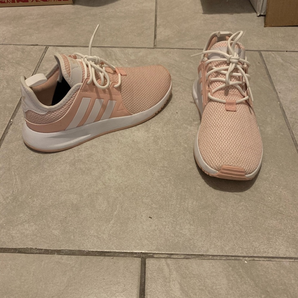 Adidas pink and white shoes - kids 5, women’s 6.5